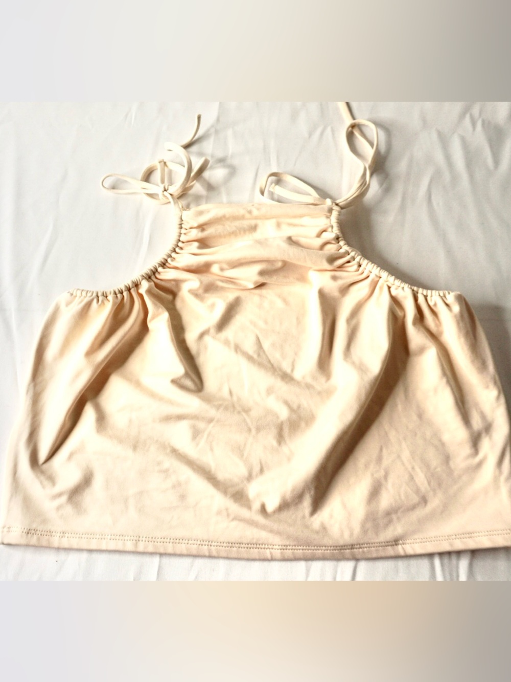 Women's Cream Mini Skirt with Tie Detail